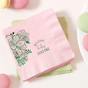 Custom Party Napkins - Flower Graduation Napkin - Personalized Napkin, Foil Stamped Napkin, Birthday, Baby Shower, Graduation Party