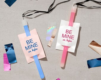 Be Mine Valentine - Personalized Sparkler Tags, Customized Party Favors, Valentine's Day Tag, Engagement, Wedding, Bridal Shower, Galentines