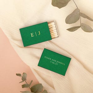 Simple Initial Monogram Personalized Classic Match Boxes - Favors, Party Favors, Custom Foil Stamped Matches, Wedding Favor