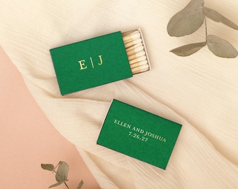 Simple Initial Monogram Personalized Classic Match Boxes - Favors, Party Favors, Custom Foil Stamped Matches, Wedding Favor
