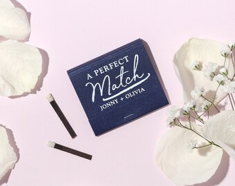 A Perfect Match 30 Strike Matchbooks - Modern Brush style - Wedding Favors, Custom Matches, Foil Stamped Matches, Personalized Matchbooks