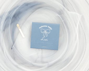 Ribbon Welcome Baby Matches - Personalized 30 Strike Matchbooks - Party Favors, Baby Shower, Custom Matches, Foil Stamped, Ribbon Design