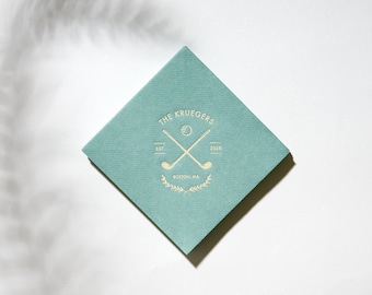 Family Name Golf Napkins - Personalized Cocktail Napkins for Golf Parties