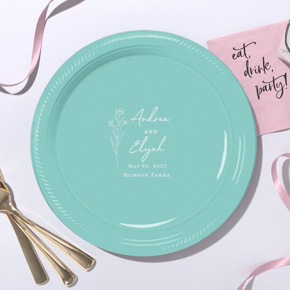 Customized Party Plates Wildflower Names 10 Inch Dinner Buffet