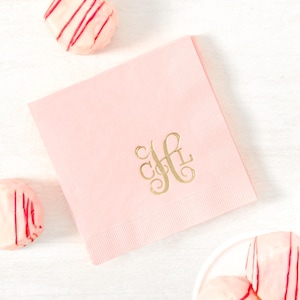 Vine Monogram Napkins - Personalized Monogram - Cocktail Foil Stamped Napkin, Party Decoration, Bridal Shower, Paper Napkins, Napkins