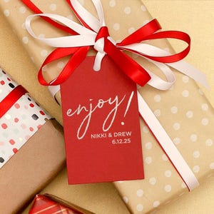 Personalized Enjoy! Gift Tag - Gift Wrap, Favor Tags, Gift Tags, Wedding Favors, Party Favor Tags