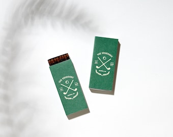 Family Name Golf Cigar Matchboxes - Party Favors, Custom Matchboxes, Birthday Party, Father's Day, Cigar Bar, Wedding, Sulphur Free