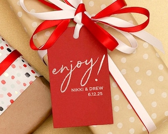 Personalized Enjoy! Gift Tag - Gift Wrap, Favor Tags, Gift Tags, Wedding Favors, Party Favor Tags