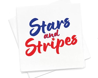 Stars and Stripes Cocktail Napkins – 3‑Ply Red & Blue Patriotic 4th of July Beverage Napkins, Summer BBQ Picnic Decor, Pack of 20