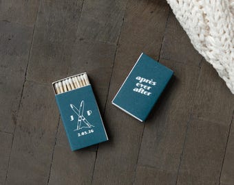 Après Ever After Personalized Classic Match Boxes - Ski Themed Party Favors, Custom Printed Matches, Wedding Favor
