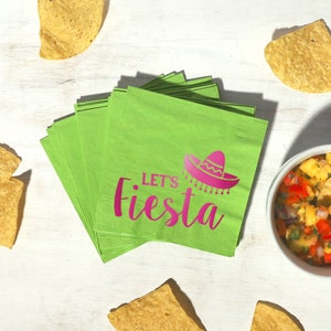 Party Napkin Set Let's Fiesta Pack of 20 Engagement Party, Bridal Shower, Foil stamped Cocktail Napkins, Birthday image 4