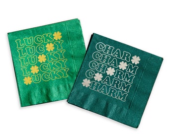 St. Patrick's Day Napkins - Lucky Charm party napkins- Pack of 20 - St. Patrick's Day, Lucky, Charm Clover, 5 inch square