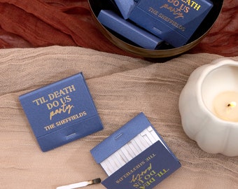 Personalized 30 Strike Matchbooks - 'Til Death Do Us Party Family Name Matches - Wedding Favors, Custom Matches, Foil Stamped Matches