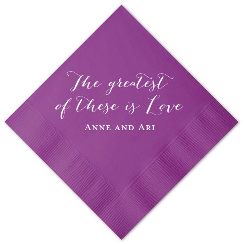 Greatest is Love Personalized Cocktail Napkins Set of 100 Etsy