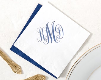 Personalized Monogram Napkins - Romantic Monogram - Cocktail Napkin, Foil Stamped Napkin, Party Decoration, Hostess Gift, Bar Napkins