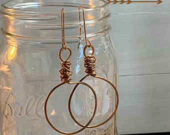 Wire Earrings, Copper Earrings, Hoop Earrings
