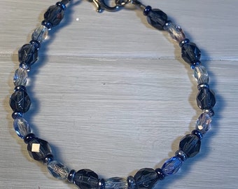 Blue Czech Beaded Bracelet