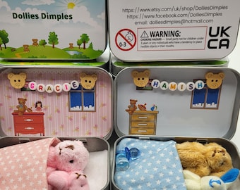 Pocket Teddy Bear in Tin: role play gift