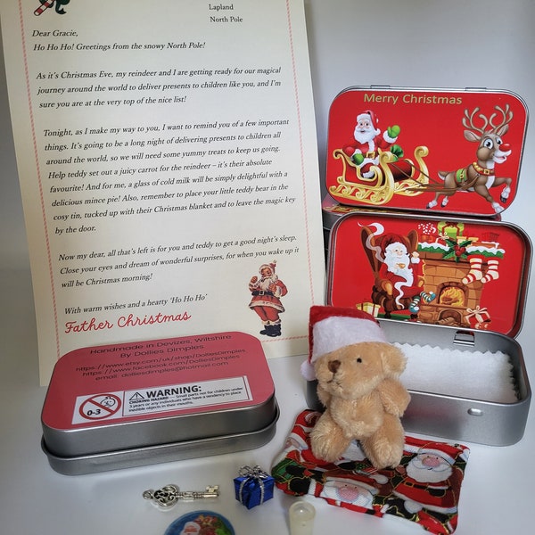 Teddy Bear Christmas eve /night before Christmas hug/christmas tradition/christmas gift/stocking filler/christmas eve box/letter from santa