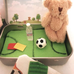 Football teddy tin/soccer fluffy teddy/football mini bear/diorama footballer/girl football teddy/Birthday football gift/worry teddy
