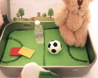 Football Teddy in Tin: Soccer Bear Keepsake Gift
