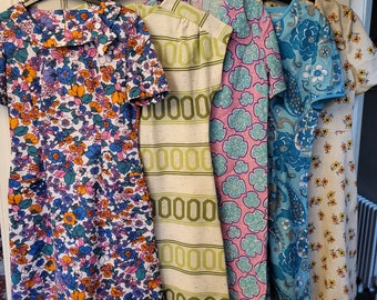 Original vintage 1960s 70s dresses in fantastic condition, see description for sizes,flower power,groovy baby,retro vintage unique dress