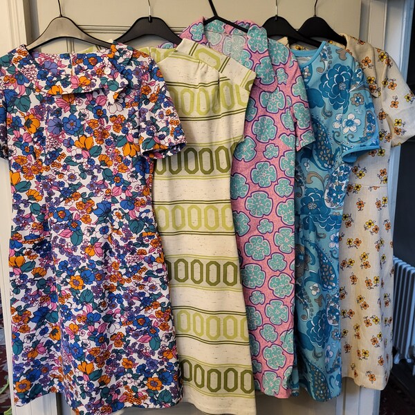 Original vintage 1960s 70s dresses in fantastic condition, see description for sizes,flower power,groovy baby,retro vintage unique dress