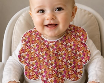 Liberty Print Flower Bib | Handmade Liberty Cotton with Bamboo Towelling | OEKO-TEX