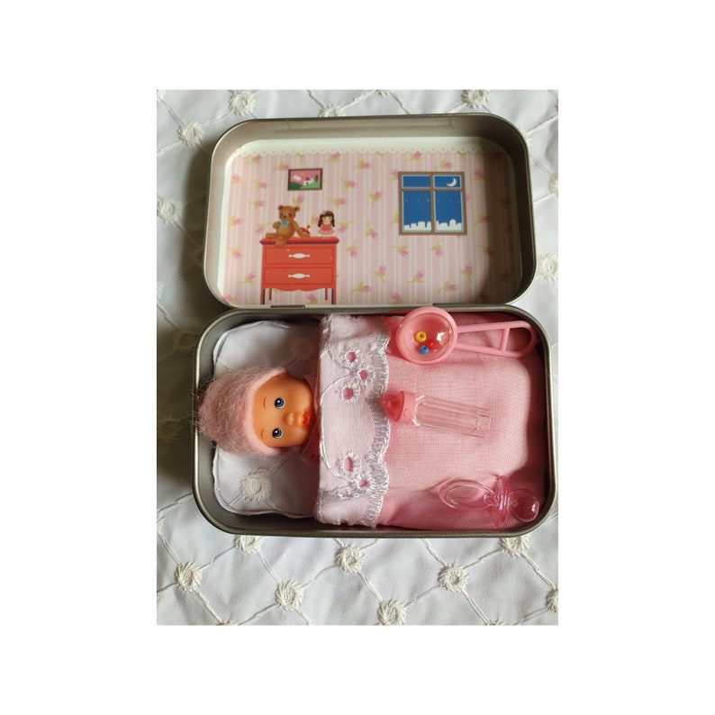 Pocket dolly in a tin Dollies Dimples miniature pocket dolly Etsy