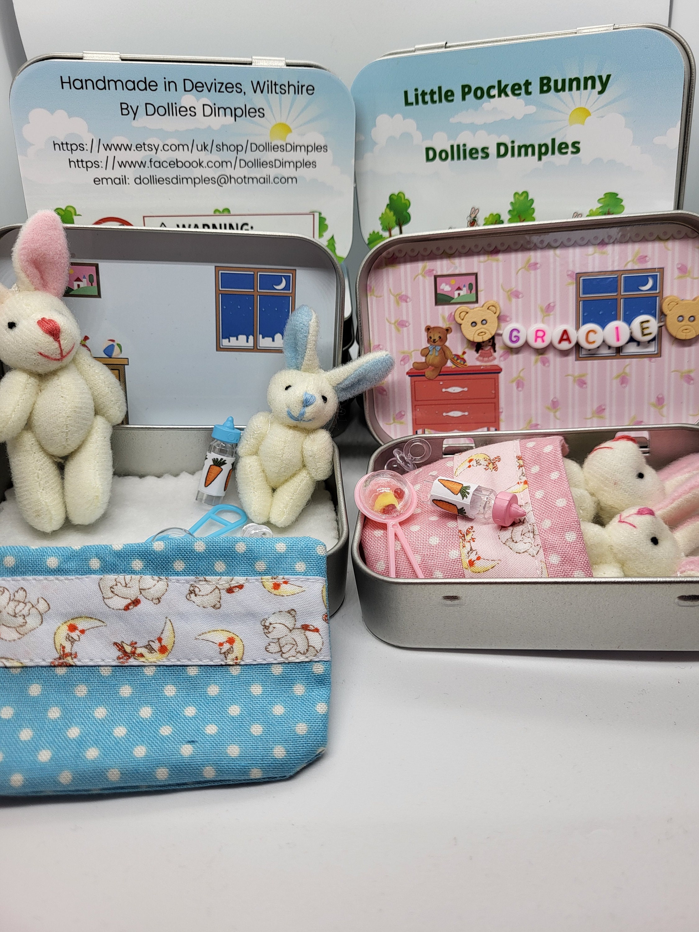 Bunny Mummy Tiny Plush Pocket Tin/bunny Christmas Gift/ Mummy