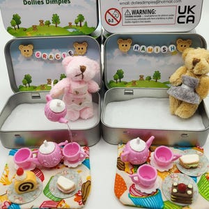 Mini Teddy Bear Tea Party Set: Portable Pretend Play Toy in Pocket Tin