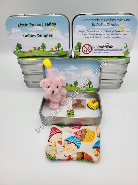 Teddy Bear mini Happy Birthday Pocket tin various colours