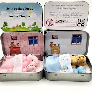 Teddy Pocket pink tiny teddy/Teddy anxiety hug/Teddy Pocket hug/memory box gift keepsake/birthday teddy/ love hug gift/personalised teddy