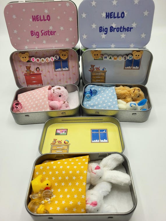 Hello Big Brother or Sister sibling Gift. Teddy Bear Sibling Reveal personalised gift from baby