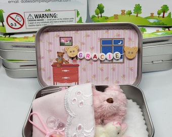 Teddy Pocket pink tiny teddy/Teddy anxiety hug/Teddy Pocket hug/memory box gift keepsake/birthday teddy/ love hug gift/personalised teddy