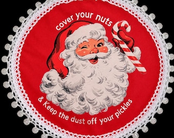 Cheeky Father Christmas Food Cover – Vintage Beaded christmas Table Decor (32cm)