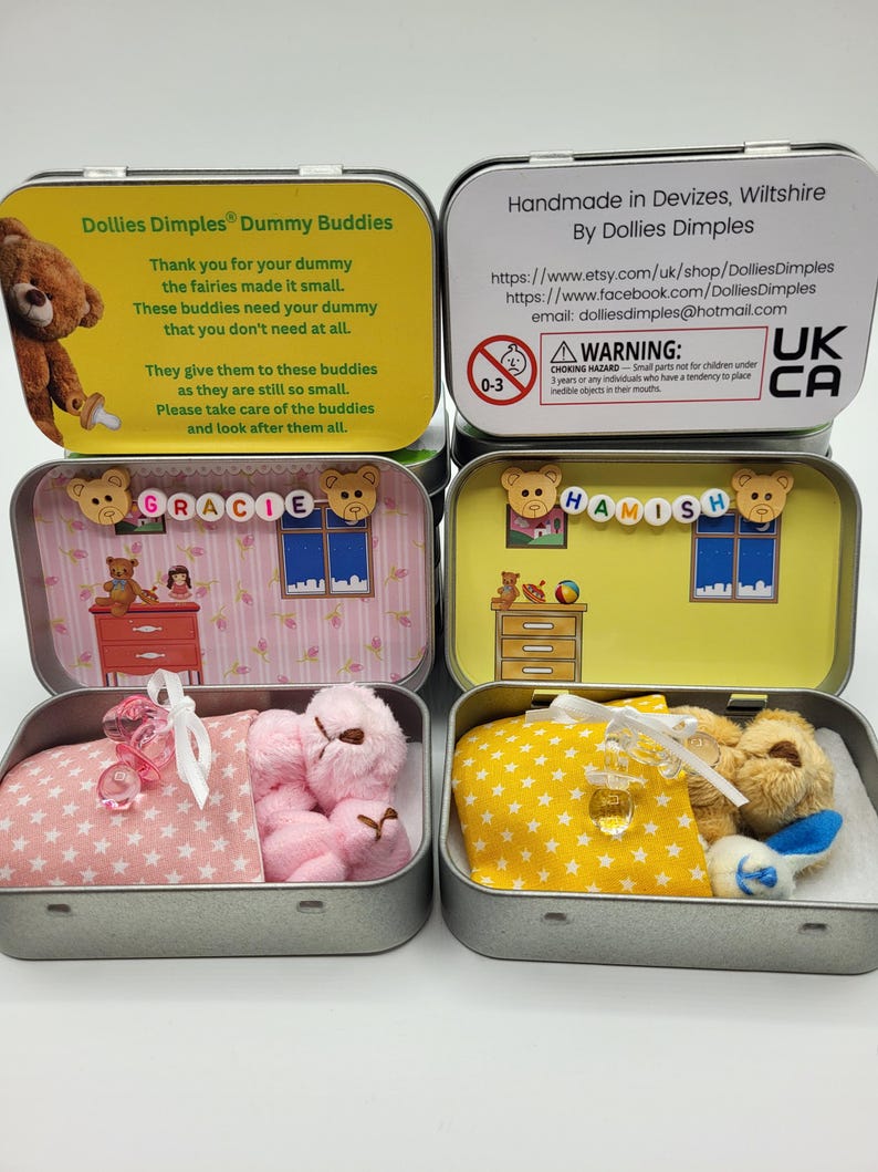 Teddy Bear Dummy Fairy Pocket Tin: Anxiety Support Gift Bild 1