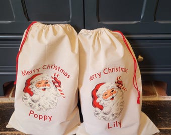 Personalised Santa Sack, Traditional Father Christmas Gift Bag Custom Name