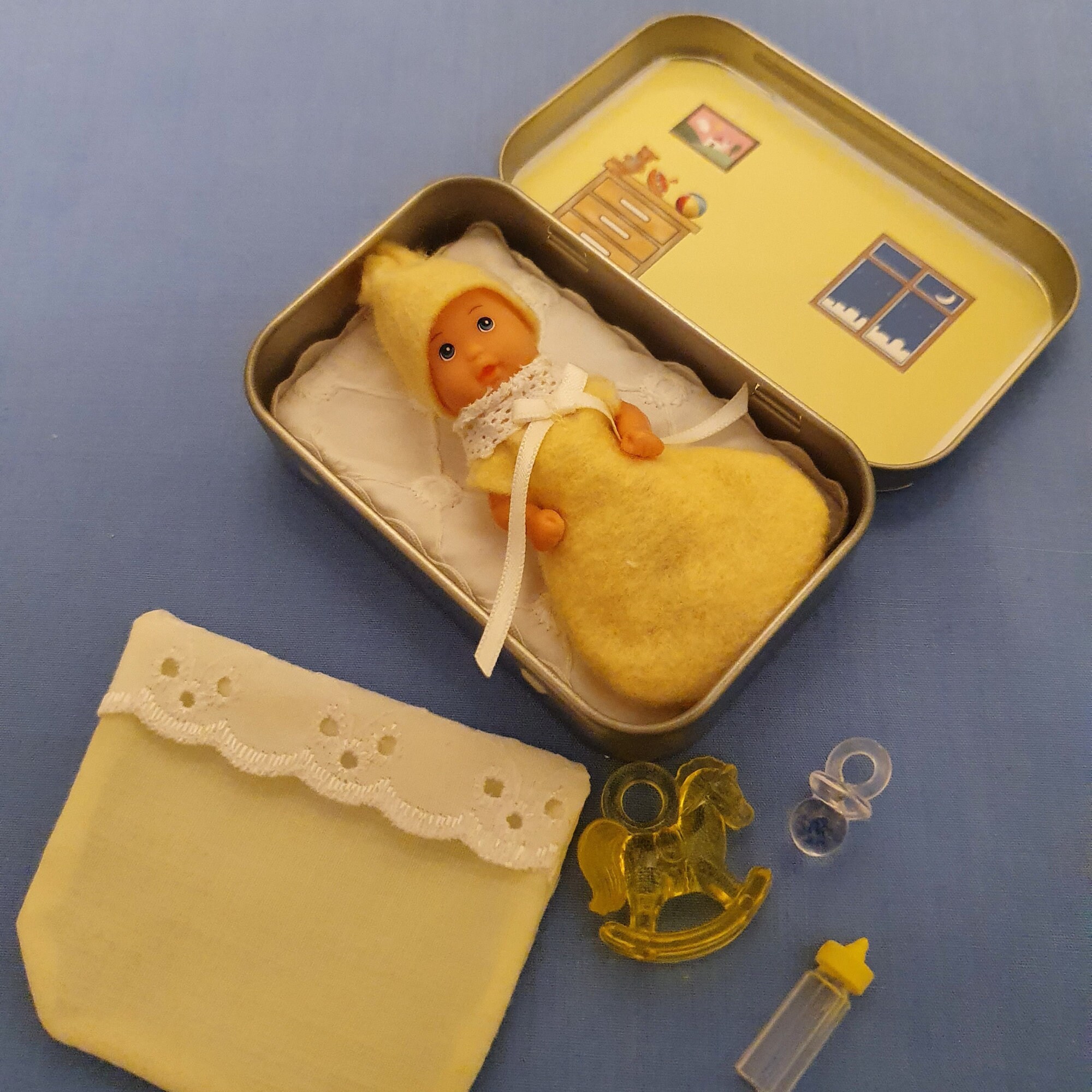 Little pocket dolly in a tin Dollies Dimples miniature pocket Etsy