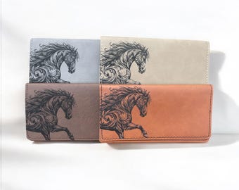 Horse art checkbook cover, customized checkbook wallet, personalized Check Purse.