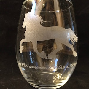 Beautiful Friesian design stemless wine glass! FREE SHIPPING!!!