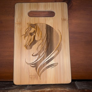 Small Horse design bamboo Cutting Board! FREE SHIPPING!!! Unique gift!! Larger size also available!