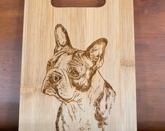 Small Boston Terrier design bamboo Cutting Board! FREE SHIPPING!!!