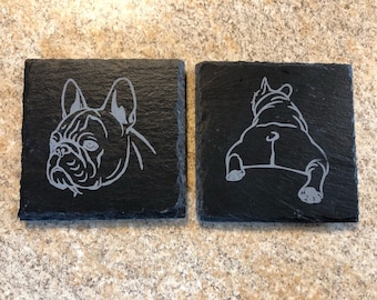 French bulldog slate drink coasters! Free shipping!