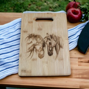 Horse Gift, Horse art, Charcuterie board, engraved design Cutting Board! Perfect horse lovers gift!