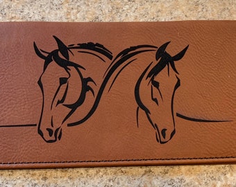 Majestic Horse Laser Engraved Leatherette Checkbook Cover Majestic Horse Laser Engraved Leatherette Checkbook Cover