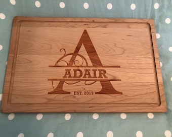 Personalized large cherry Cutting Board with monogram! Great for weddings and bridal showers!