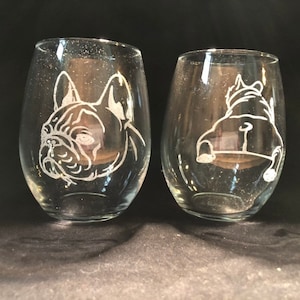 French Bulldog lovers engraved stemless wine glasses! Frenchie gift, Dog gift, puppy gift!