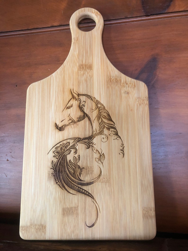 TheKraftyEquestrian Horse Bamboo Paddle Cutting Board