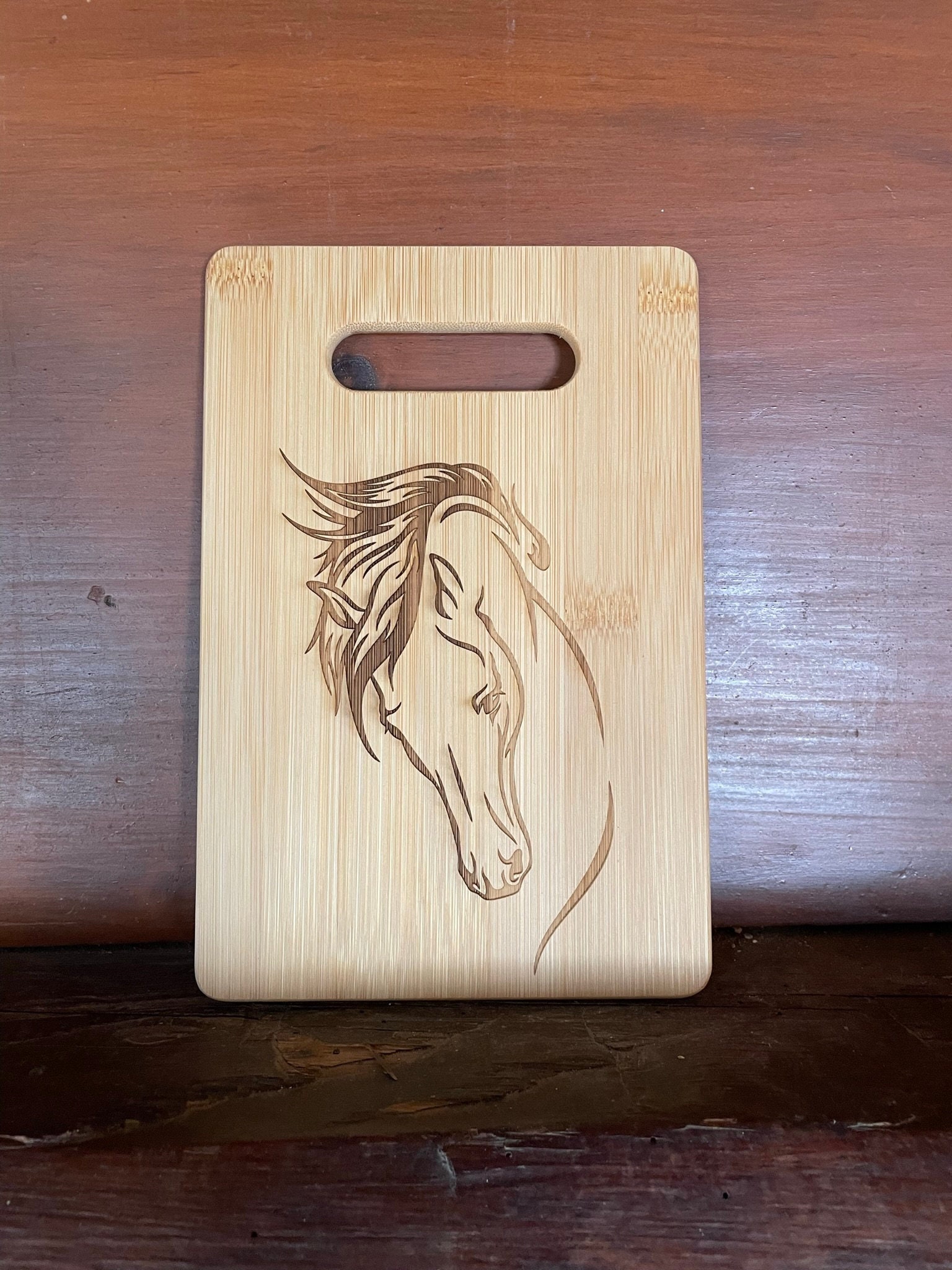 Horse Tree Design Bamboo Cutting Board